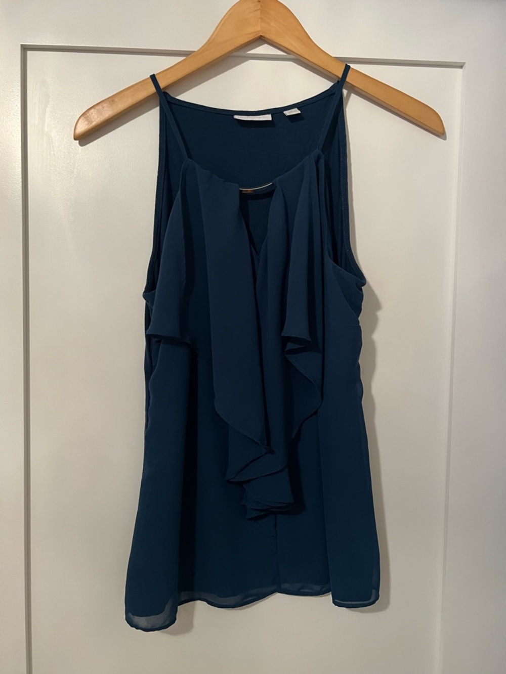 New York & Company Teal Ruffle Front Camisole - Size Small